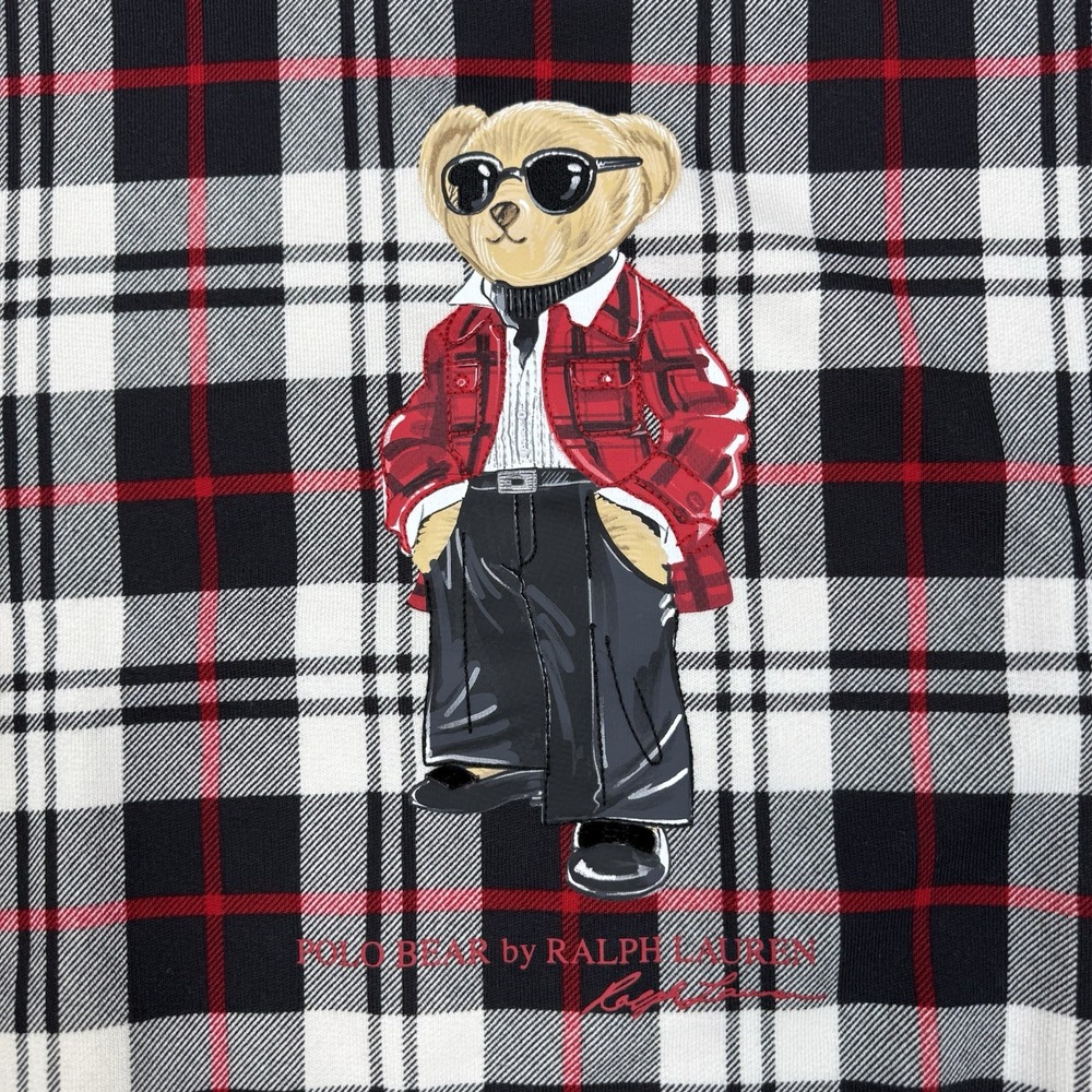 Polo Ralph Lauren Women's Polo Bear Plaid Sweatshirt Black Size XS NWT - Picture 6 of 11